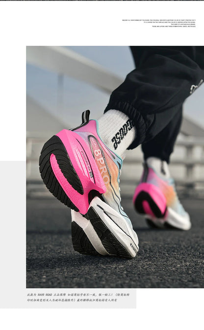 Men's Running Shoes Carbon Plate Racing Marathon Athletic Shoes Cushioned Comfortable Road Sneakers Teenage Training Shoes.