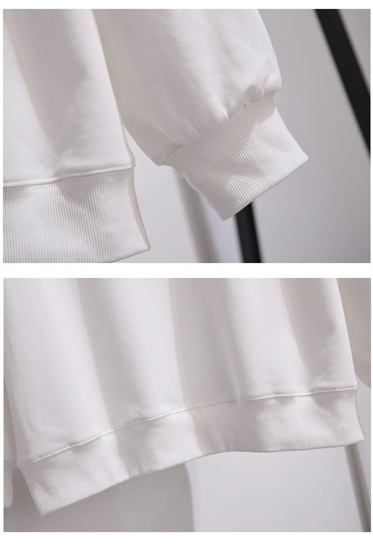 175 kg Plus Size Damen Büste 170 Frühling Herbst Lose Brief Kapuzenpullover Sweatshirt Schwarz Rot Weiß 4XL 5XL 6XL 7XL 8XL 9XL.