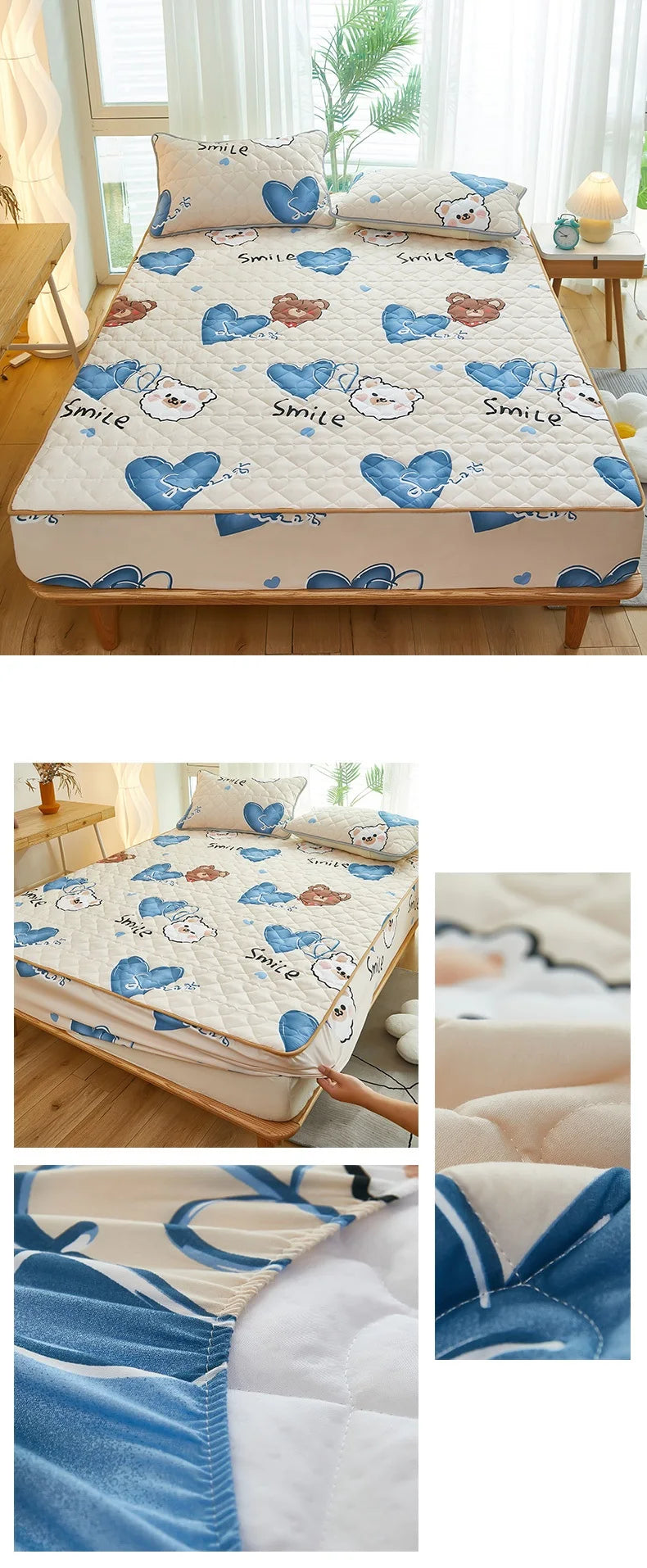 Printed Bedspread Bed 90/120/150/180cm Cover Thicken Bed Linen Sheets fundas de colchón Non-slip Mattress Covers (No Pillowcase).