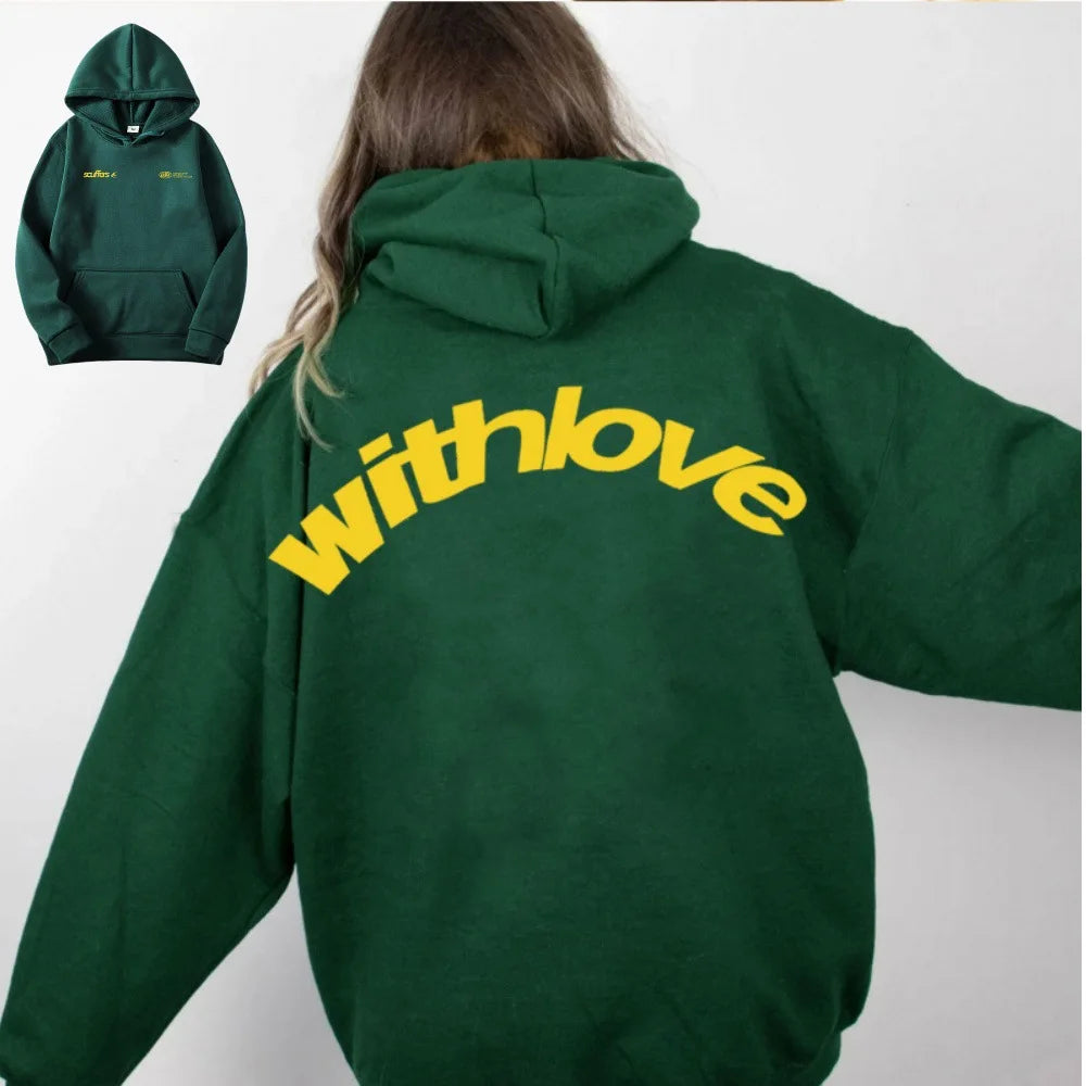 Fanceey Fleece-gefüttertes Herren-Kapuzenpullover, Winter, warm, lockere Passform, Buchstabendruck, lässiger Sport-Pullover, Kapuzenpullover für Herren, Neu