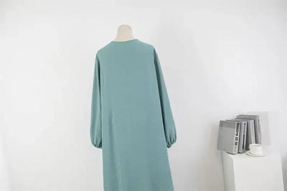 Muslim Loose plus Size Long Sleeve over Knee Pure Color Hooded Gown Spring Autumn Cross Border Fashionable Maxi Dress.