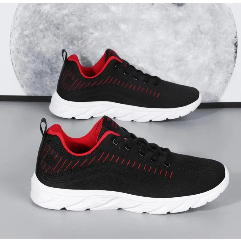 Men's Trendy Lace Up Knit Sneakers Casual Outdoor Athletic Running Walking Gym Shoes.