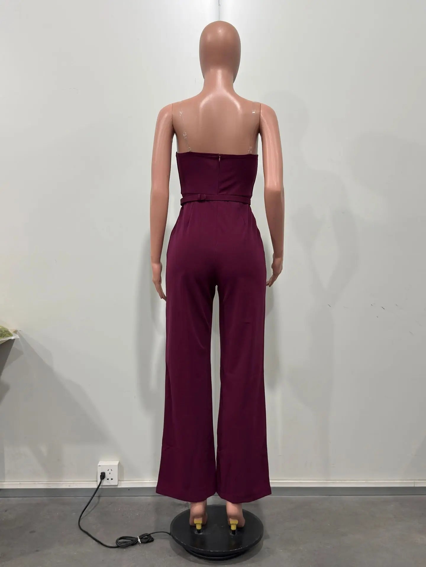 CM.YAYA Women Wide Leg Strapless V-neck Sleeveless Jumpsuits 2025 Summer OL Beach Night Club Party Street One Piece Suit Romper.