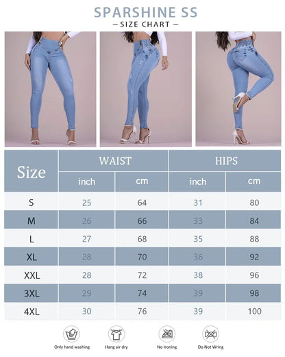 Streetwear Stretch Jeans Female High Waisted Trousers Womens Denim High Quality Clothing Luxury Ladies Skinny Pants Multi Color.