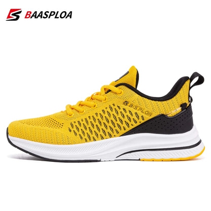 Baasploa Men's Running Shoes New Fashion Lightweight Mesh Breathable Walking Shoes Male Outdoor Casual Lace-Up Sports Shoes