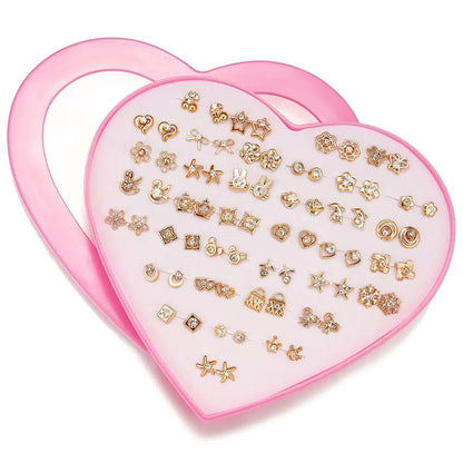 Multicolor 36Pairs Cartoon Hypoallergenic Plastic Stud Earrings Set For Women Girl Cute Animal Flower Ear Wedding Gifts Jewelry