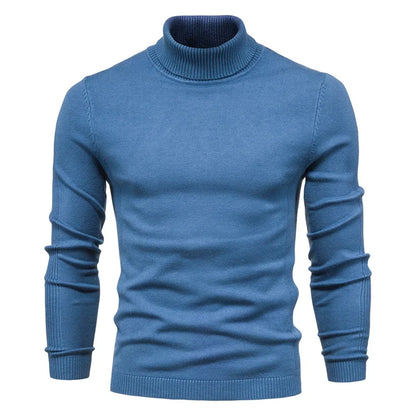 2021 New Winter Men Turtleneck Sweater Casual Solid Color Warm Pullover High Quality Slim High Neck Long Sleeve Sweater Men.