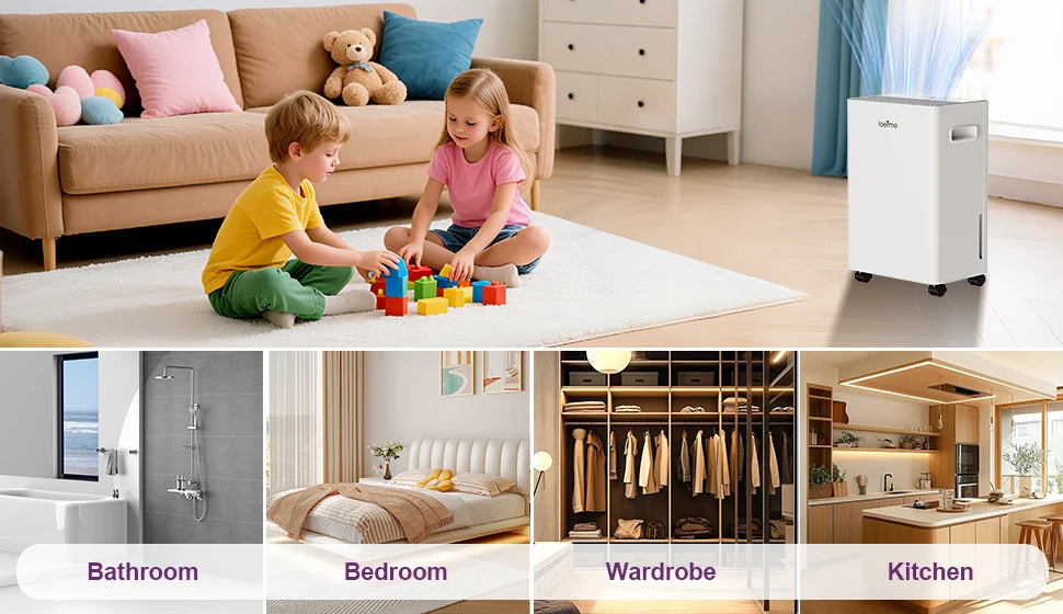 LOEFME 8L/Day Air Dehumidifier Moisture Absorbers Home Air Dryer 1.5L Water Tank with 3M Hose For Home Basement Rooms Bathrooms.