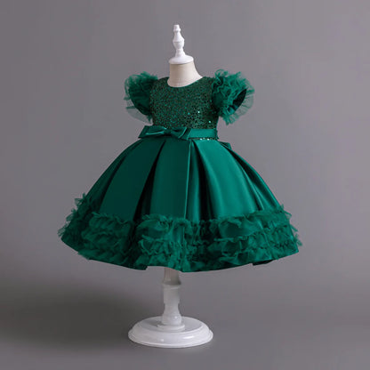 Hetiso Mädchen Pailletten Prinzessin Kleid flauschige Tutu Ärmel Geburtstags feier Leistung Hochzeit Ballkleid Kinder Kleider 3 6 8 10 Jahre