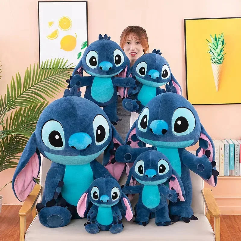 35-80CM Disney Lilo & Stitch Doll Cartoon Angel Plush Toy Cute Anime Soft Stuffed Kawaii Companion Children's Birthday Gift.