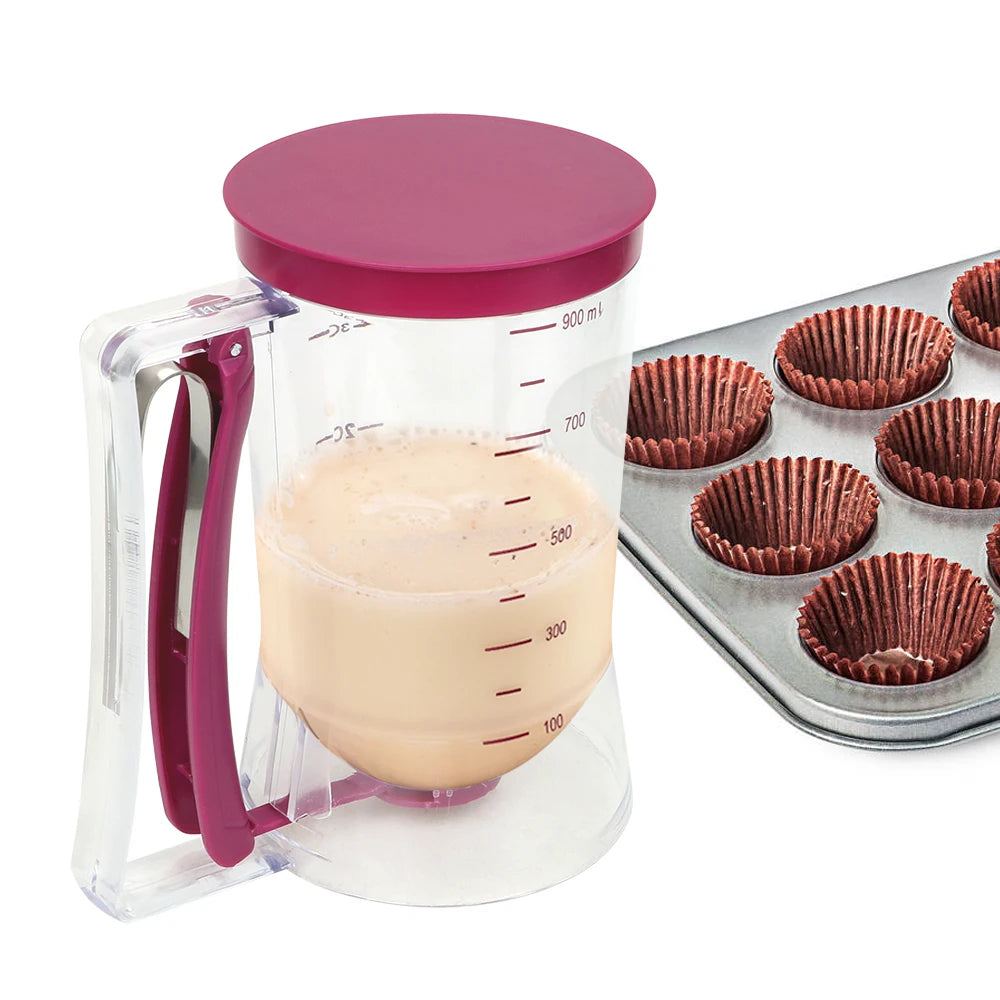 900ml Batter Flour Paste Dispenser For Cupcake Cookie Cake Muffins Measuring Cup Cream Speratator Pancake Batter Dispensers.