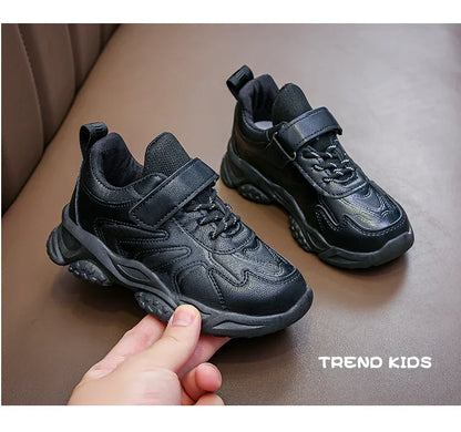 Children White Running Shoes Kids Fashion Sneakers PU Soft Breatheable Comfortable Boys Girls School Sports Shoes Size 26-37.