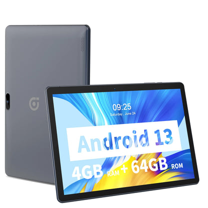 PRITOM 10.1 Inch Tablet PC Android 13 4GB(2+2 VIRTUAL)) 64 GB Quad Core Bluetooth WiFi with 3G SIM card Slot.