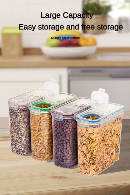 4PCS Kitchen Food Storage Tank Miscellaneous Grain Storage Box 2.5L/4L Set Transparent PP Sealed and Waterproof Storage Tank..