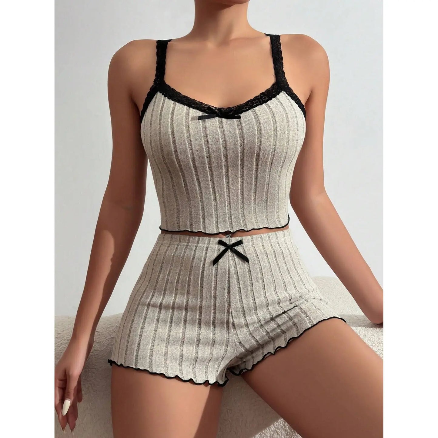 Elastische Spitze Trim Spwear frauen Sinnliche Baumwolle Flanell ort Hosen Hause Bequeme Sommer Oberbekleidung Hause Kleidung.
