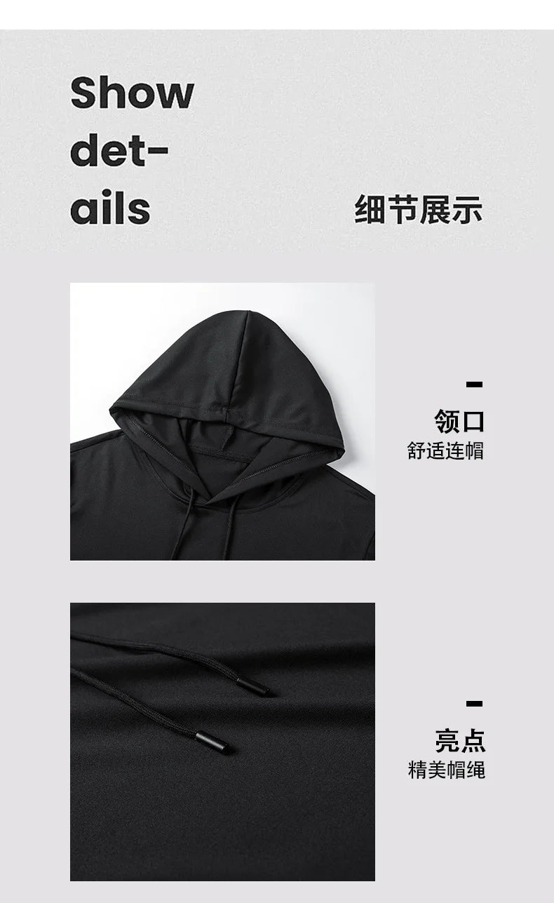 2025 Men's Summer Hoodies T-shirts Short Sleeve Solid Color Loose Hooded Drawstring Pullover Tops Basic Tees for Daily Wear Male