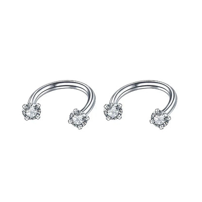 2Pcs 6/8/10mm Stainless Steel Zircon Piercings Earrings Horseshoe Ring Piercing Nose Ear Belly Rings Body Jewelry For Women/Men.