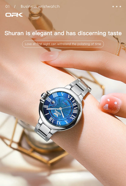 OPK 6039 Women Watch Roman Scale Stainless steel Waterproof Quartz Watch for Women.