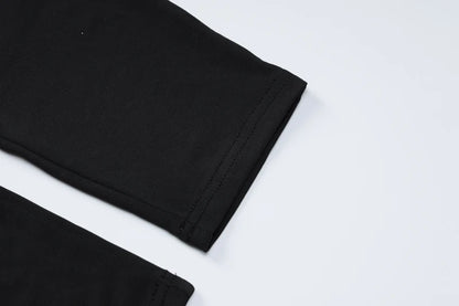 Hugcitar Pure Color Long Sleeve Crop T-Shirt Legging 2 Piece Matching Sets 2024 Spring Women Fashion Streetwear Sports Tracksuit.