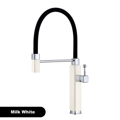Modern red brass kitchen faucet with single handle and single hole ceramic valve core, hot and cold water pull-out sink Mixer