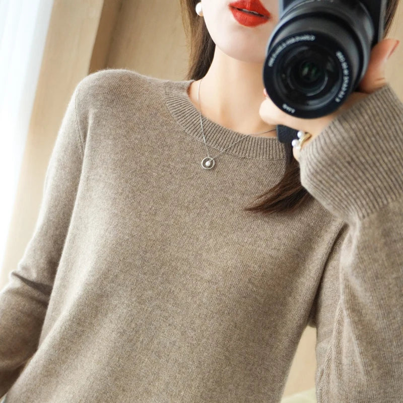 Frauen Pullover Herbst Winter Lange Hülse O-ansatz Pullover Warme Bodenbildung Shirts Koreanische Mode Pullover Strickwaren Weiche Jumper.