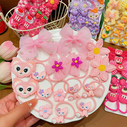 20pcs/Set Children's Hair Accessories Elastic And Scrunchies Hair Bands Resin Cartoon Animals Hair Rope Sweet Cute Ponytail Hold.