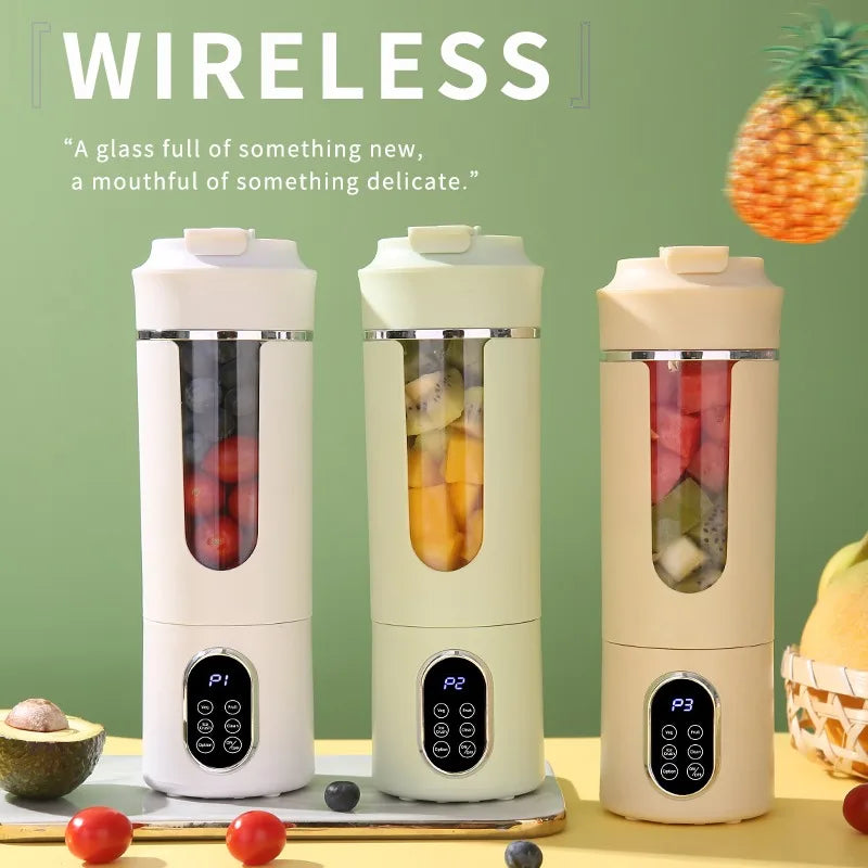 New 530ml Portable Juicer Wireless USB Charging Crushed Ice Electric Juicing 12 Blade 4 Gears 7.4V Mini Fresh Juice Blender.