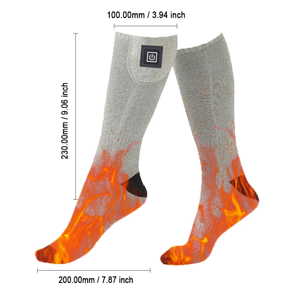 Electric Heating Socks 3 Level Temperature Winter Heating Socks Cold-Proof Winter Warm Thermal Socks for Cycling Camping Skating.