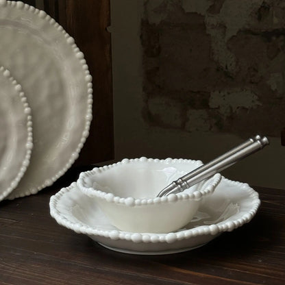 French Irregular Pearl Ceramic Plate Bead Bead Ceramic Plate Ceramic Bowl  Cup Dessert.