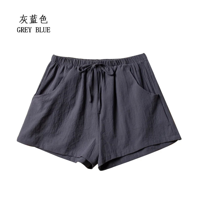 Summer Cotton Linen Shorts Women High Waist Oversize Shorts Short Pants Women Fashion Casual Sports Shorts Female S-XL