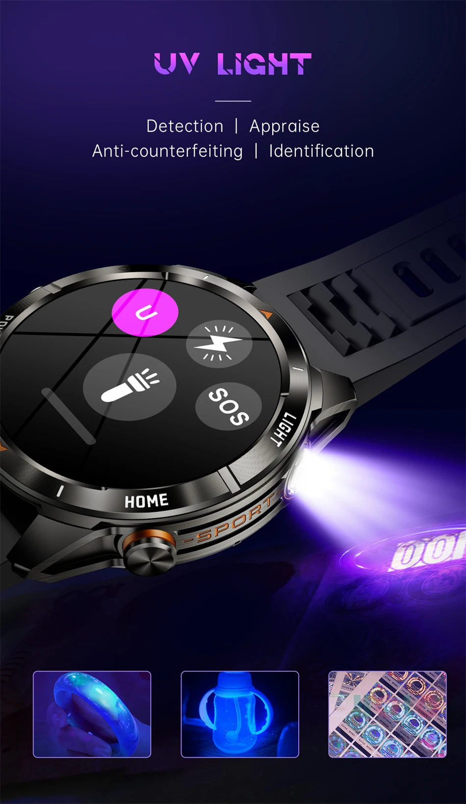 New Outdoor Sport Smart Watch Men 1.46" AMOLED Screen LED Flashlight 515mAh Battery 10ATM Waterproof Bluetooth Call Smartwatch.