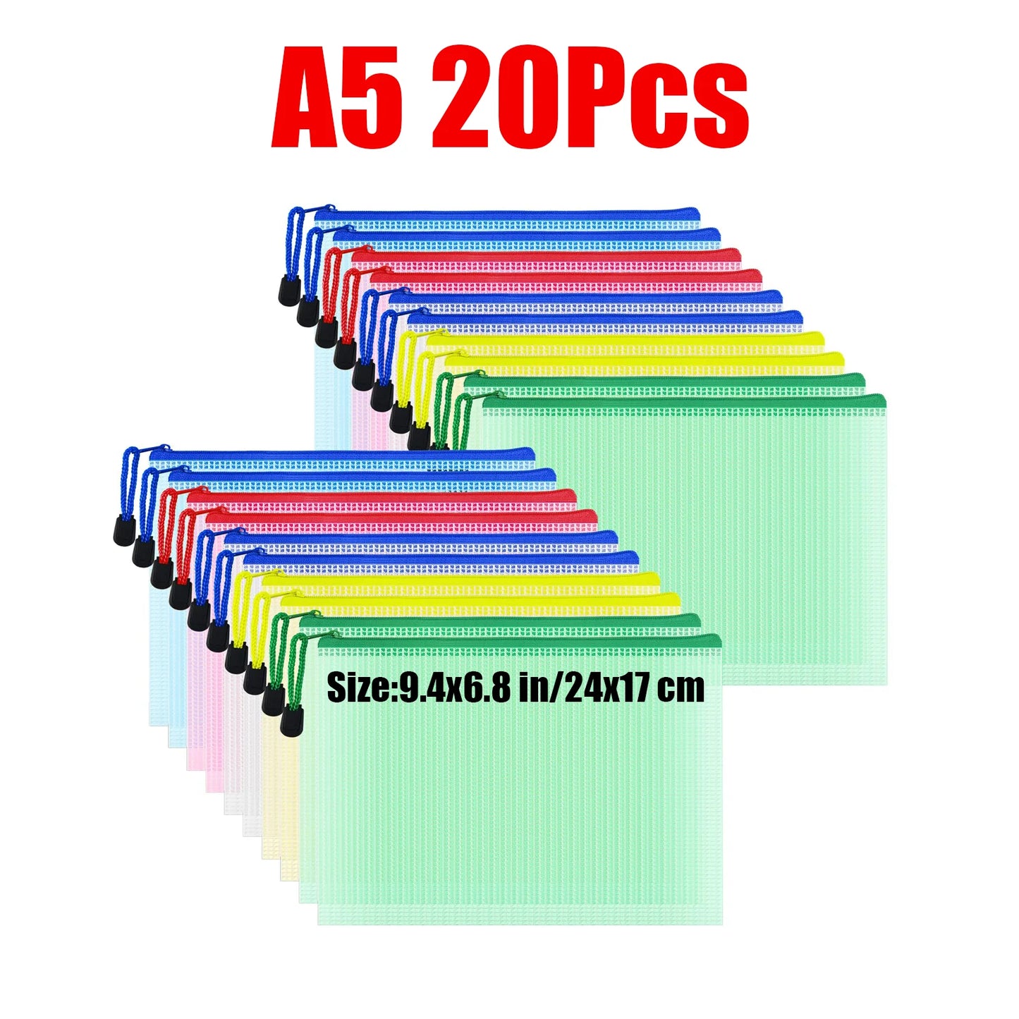 Zipper Documents Bag A4/A5 Plastic Folders A3 Transparent Waterproo File Organize Storage Bag School Office Stationery Supplies