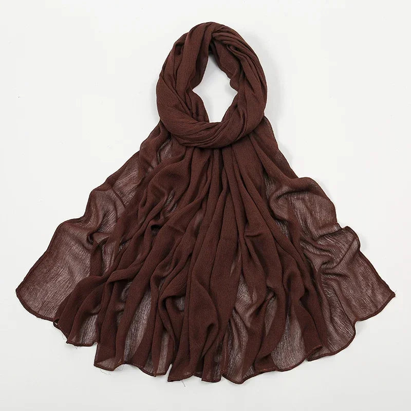New Crinkle Rayon Hijab Muslim Scarf Women Solid Shawl Big Size Headscarf Islamic Turban Plain Foulard Headband Wrap.
