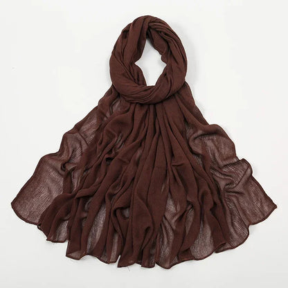 New Crinkle Rayon Hijab Muslim Scarf Women Solid Shawl Big Size Headscarf Islamic Turban Plain Foulard Headband Wrap.