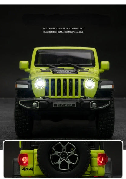 1:32 Jeep Wrangler Rubicon Off-road car Alloy Model Car Toy Diecasts Metal Casting Sound and Light Car Toys For Children Vehicle.