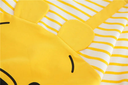 Cartoon gelber Bär gestreifter Body Frühling Herbst weiche Baumwolle Baby kleidung Overall Neugeborene Kleidung K6181-1