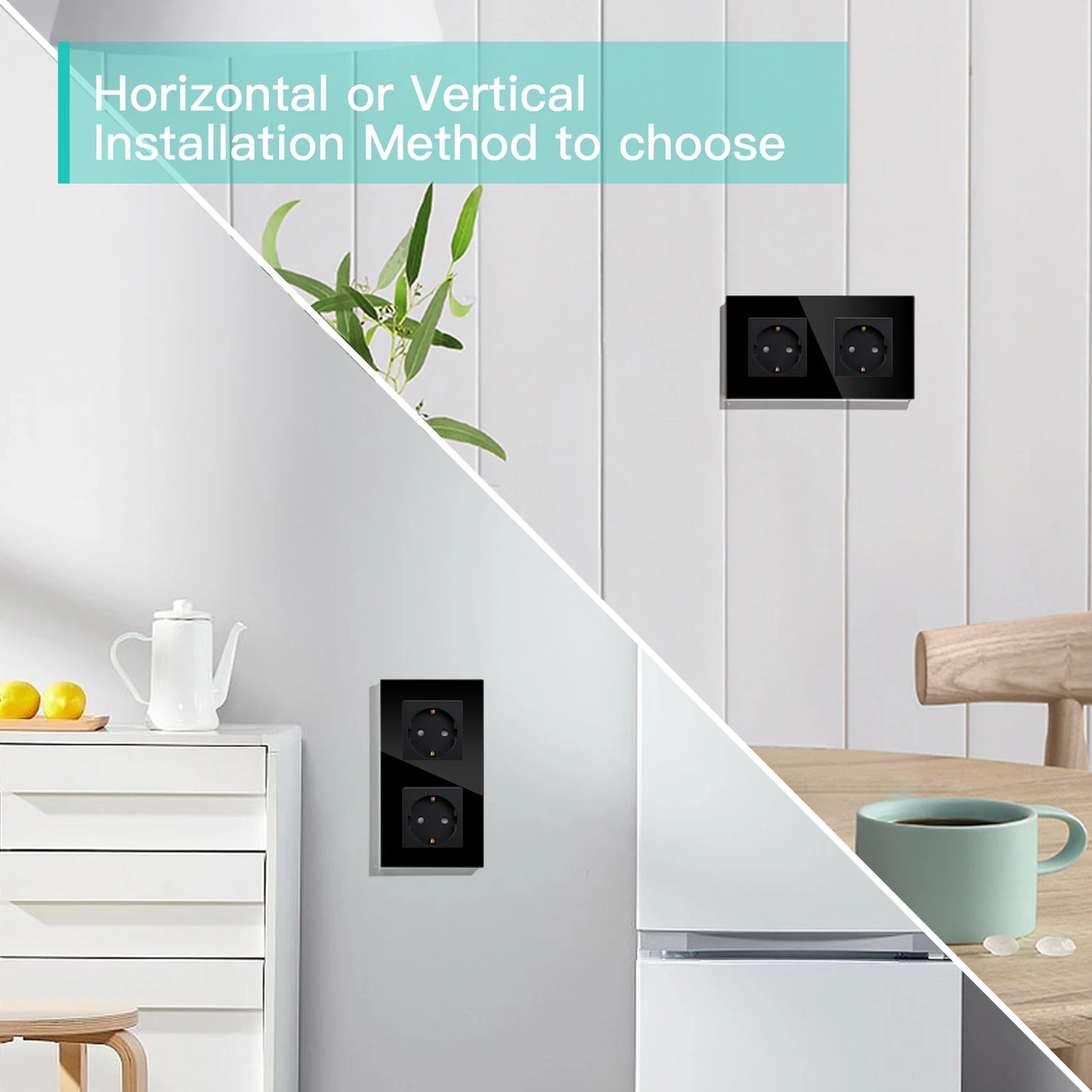 BSEED EU Standard Einzigen Steckdose Doppel Glas Steckdosen Triple Steckdosen Steckdose Für Home Office Schlafzimmer 16A.