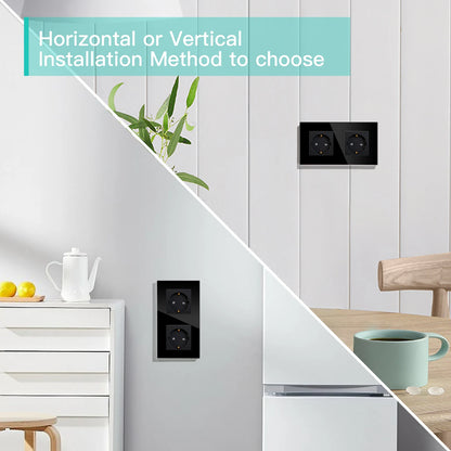 BSEED EU Standard Einzigen Steckdose Doppel Glas Steckdosen Triple Steckdosen Steckdose Für Home Office Schlafzimmer 16A.