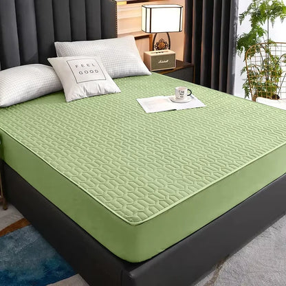 Waterproof Thicken bed Cover Solid color Mattress Protector Skin-Friendly Queen King Double Fitted Sheet Mat 90 140 180x200cm.