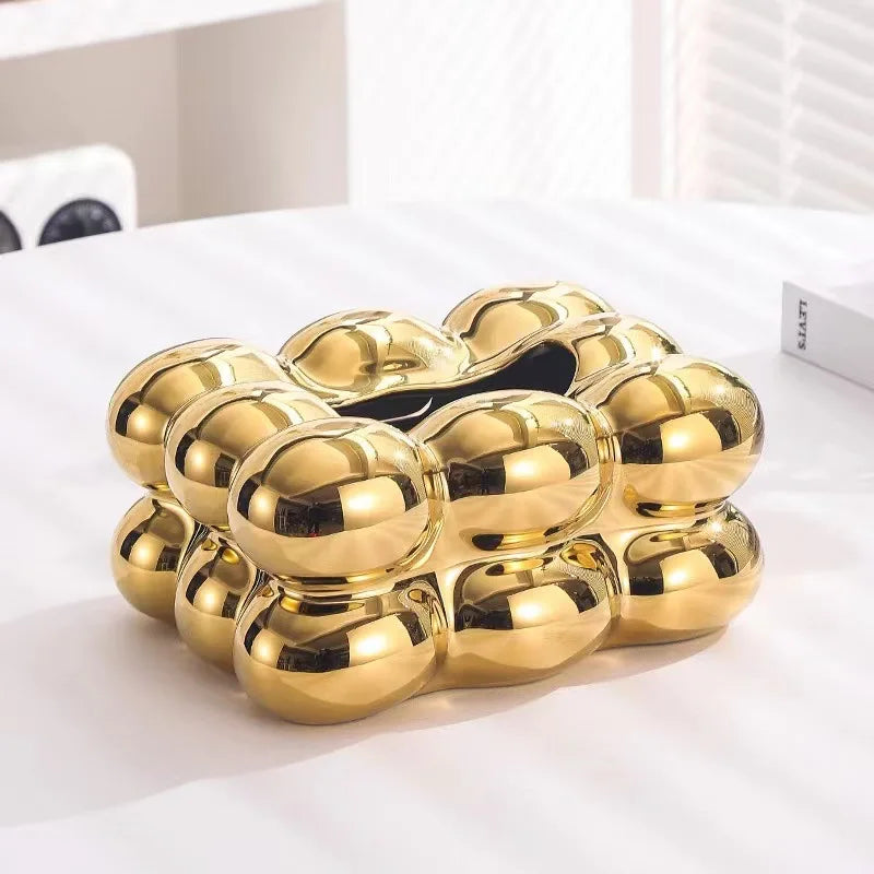 Ceramic Tissue Box Candy Drawer Napkin Paper Drawer Tray Household Storage Dining Table Tissue Box.