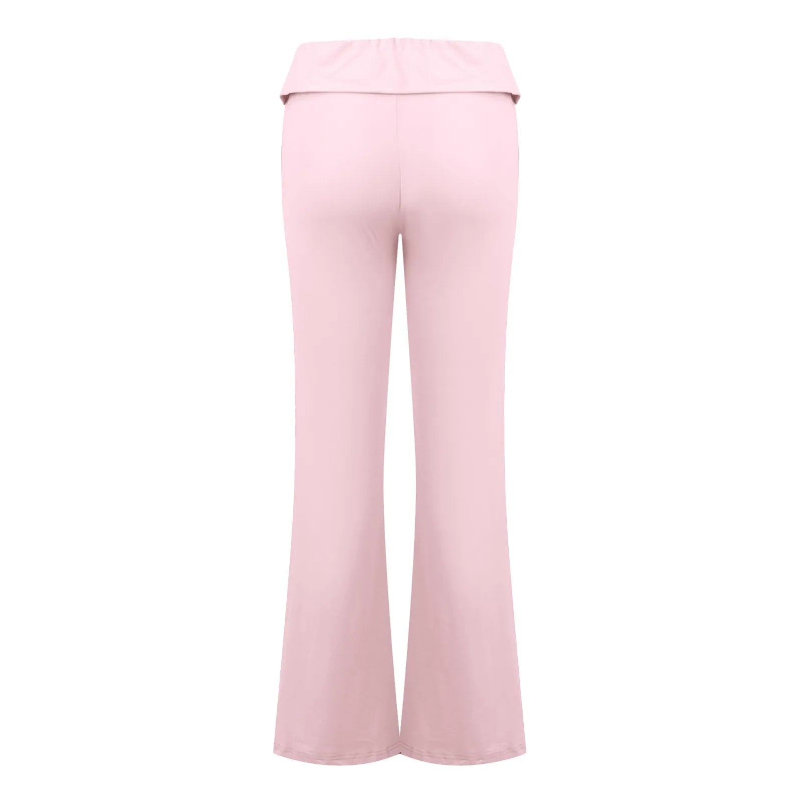 Damenmode, einfarbig, schmale Passform, schmale Reverse-Taille, niedrige Taille, elastische Taille, Schlaghose, Hose für Damen, Damenhose 2024.