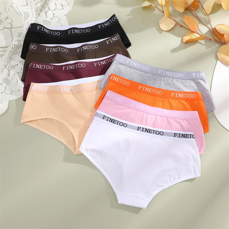 FINETOO 3Pcs Cotton Letter Belt Underwear Women's Panties Sexy Breathable Low Waist Briefs Female Stretch Comfortable Lingerie.