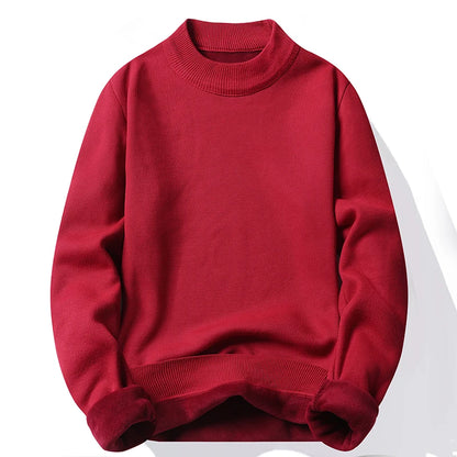 Men's Pullover Soft Sweater Winter Velvet Shirts Brand Clothing Knitted Fleece Warm Cold Blouse Slim Fit Bottom Shirts.