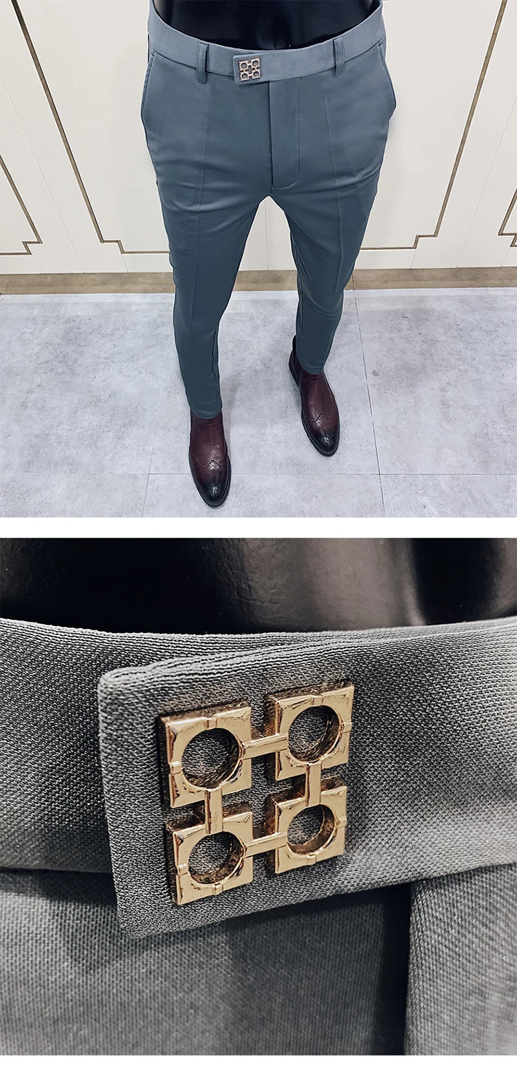 Men Suit Pants Dress Pantalone Hombre Stretch Slim Formal Trousers Calça Masculina Solid Color Casual Pants Fashion Men Clothing