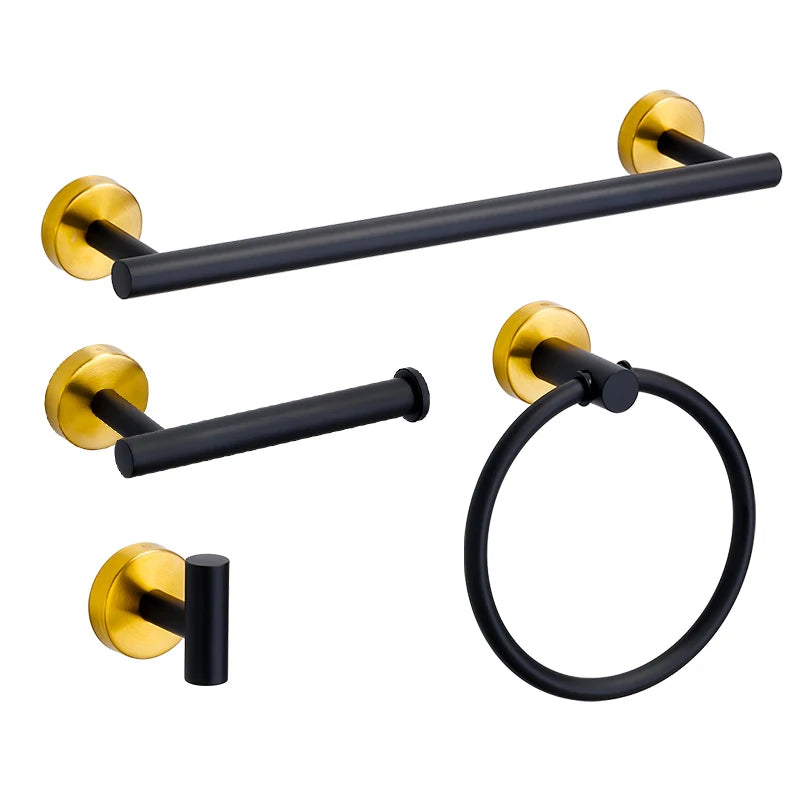 Badezimmer-Hardware-Set aus gebürstetem Gold, Handtuchhalter aus Edelstahl 304, Handtuchring, Toilettenpapierhalter, Kleiderhaken, Badezimmer-Zubehör