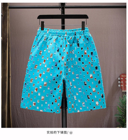 Men Summer 2 Pieces Set Tracksuit Men's Shirt Shorts Harajuku Streetwear Oversized Men Sets Short Outfits Suits.