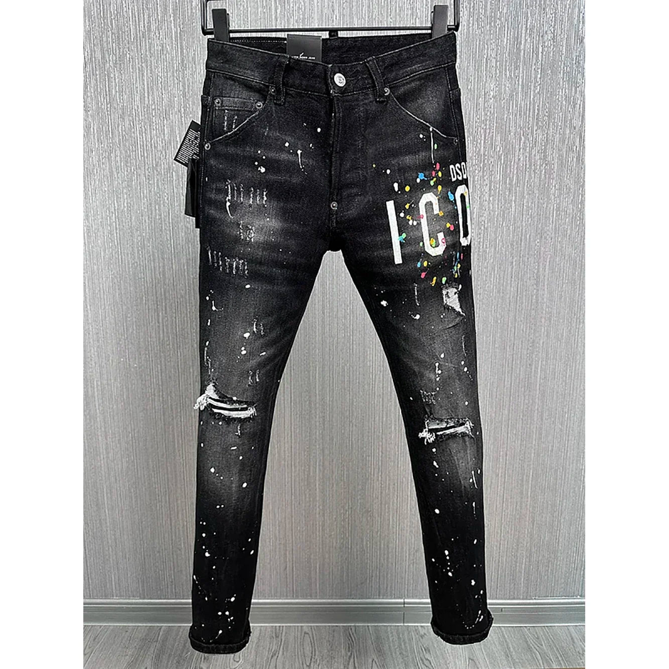 new design style D2 Men Jeans Coolguy Long Pants Straight Multiple button Hole SLIM black top quality D2 jeans pant 881.