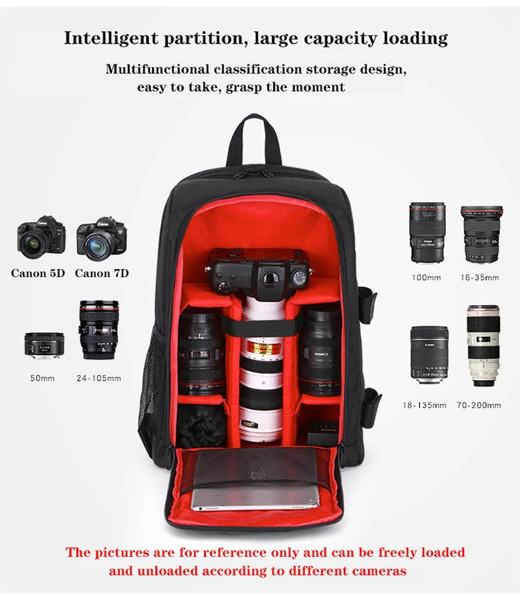 SLR digital camera backpack outdoor large capacity SLR camera bag 15.6-inch laptop backpack can accommodate SLR cameras and mult.