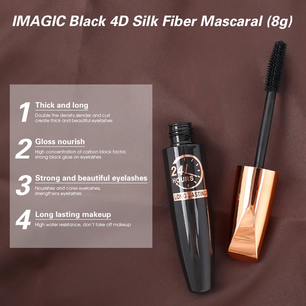 Silk Fiber Black Mascara Makeup Waterproof Lasting Lengthens Eyelashes Extension Non-smudge Anti-sweat Mascara Makeup Cosmetics.