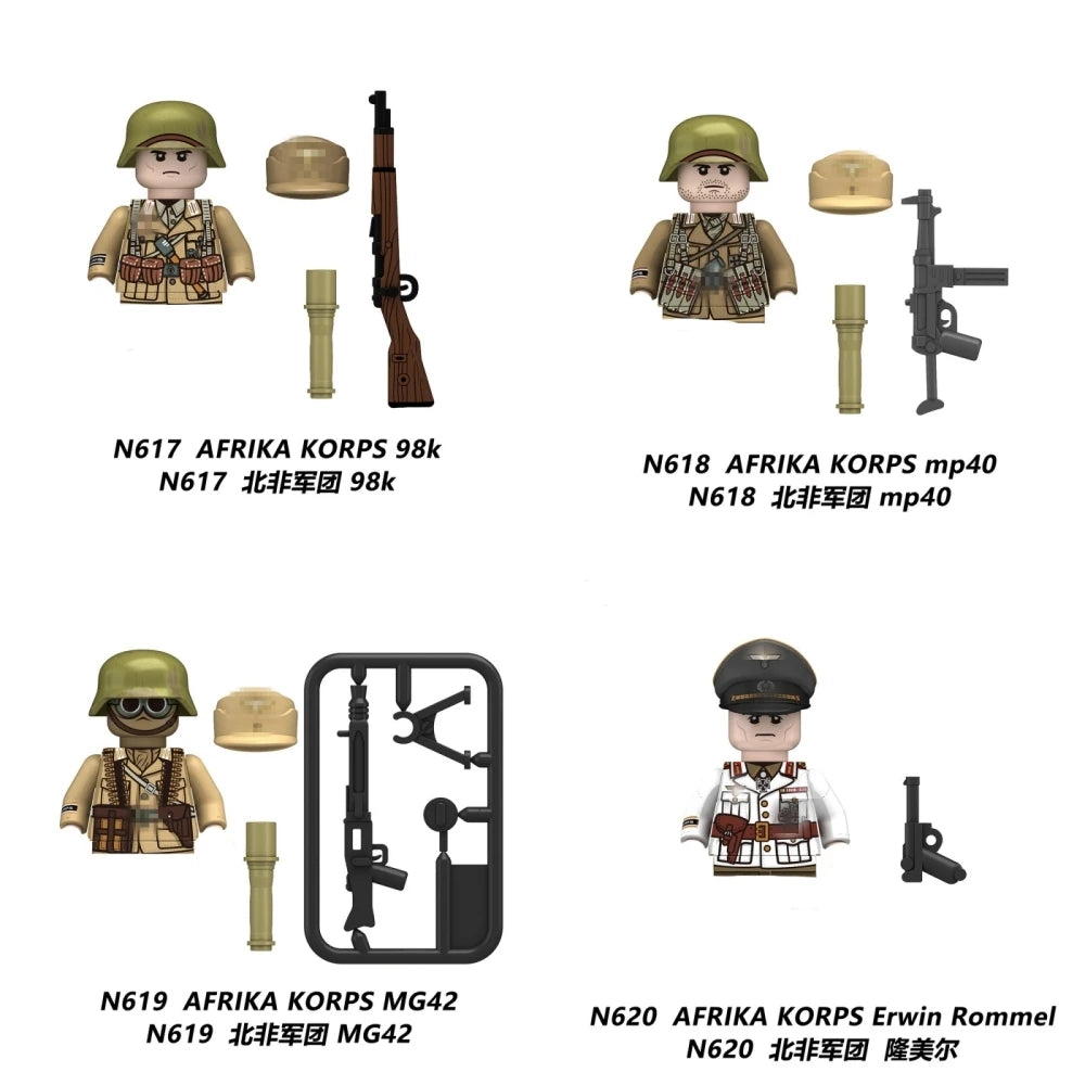 Military affairs Private Soviet Infantry Afrika Korps Building Blocks Model Bricks mini Action toy Figures Toy gift for children.
